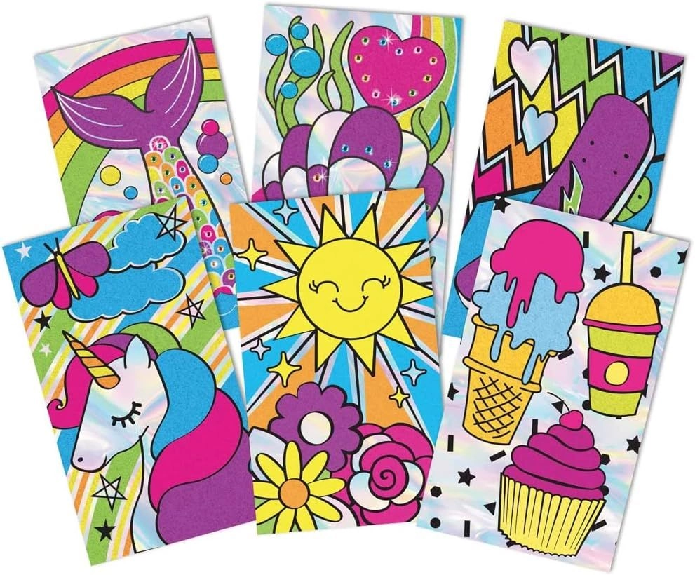 Creations Sand Art Poster Kit - 60 Gems 1 Sand Spoon 6 Colors of Sand 6 Posters