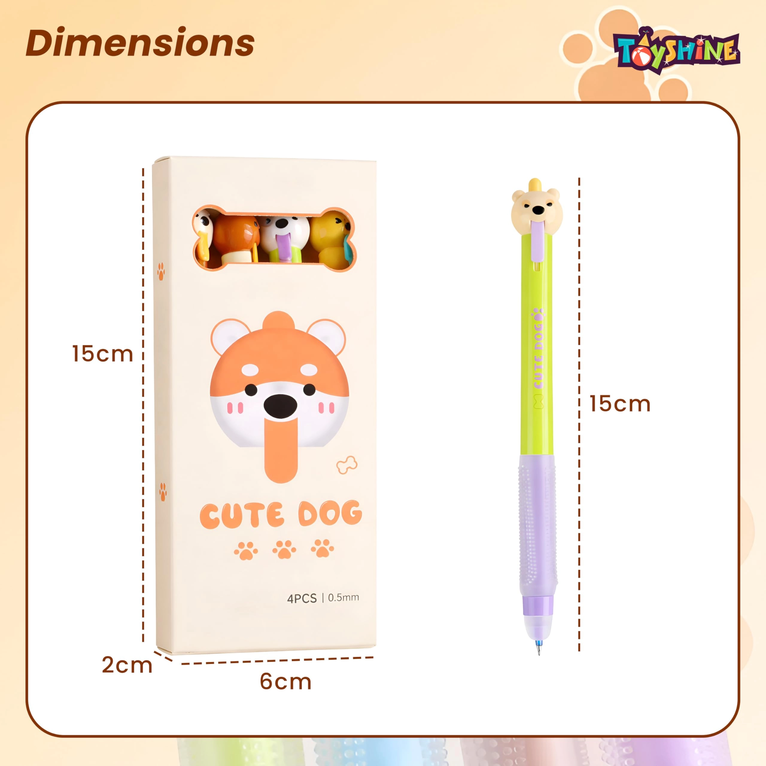 Cute Dog Gel Pen Set - 4Pc 0.5mm