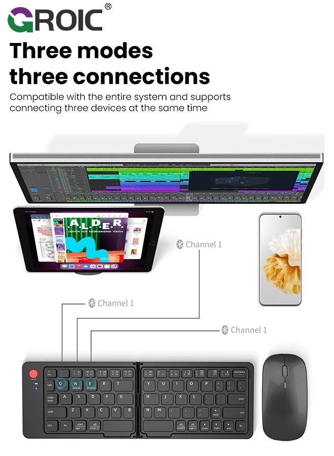 Foldable Bluetooth Keyboard and Mouse Combo - Wireless