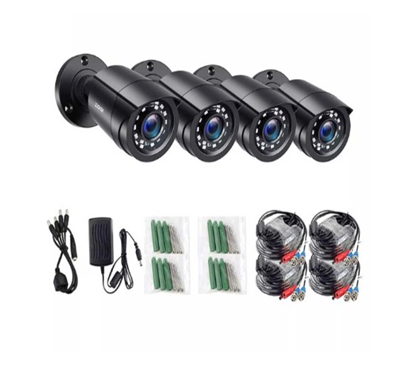 RKYRRKI Outdoor IR Color CMOS Camera - 4 2MP 1080p + BNC Cable + Power Adapter + Power Splitter cable
