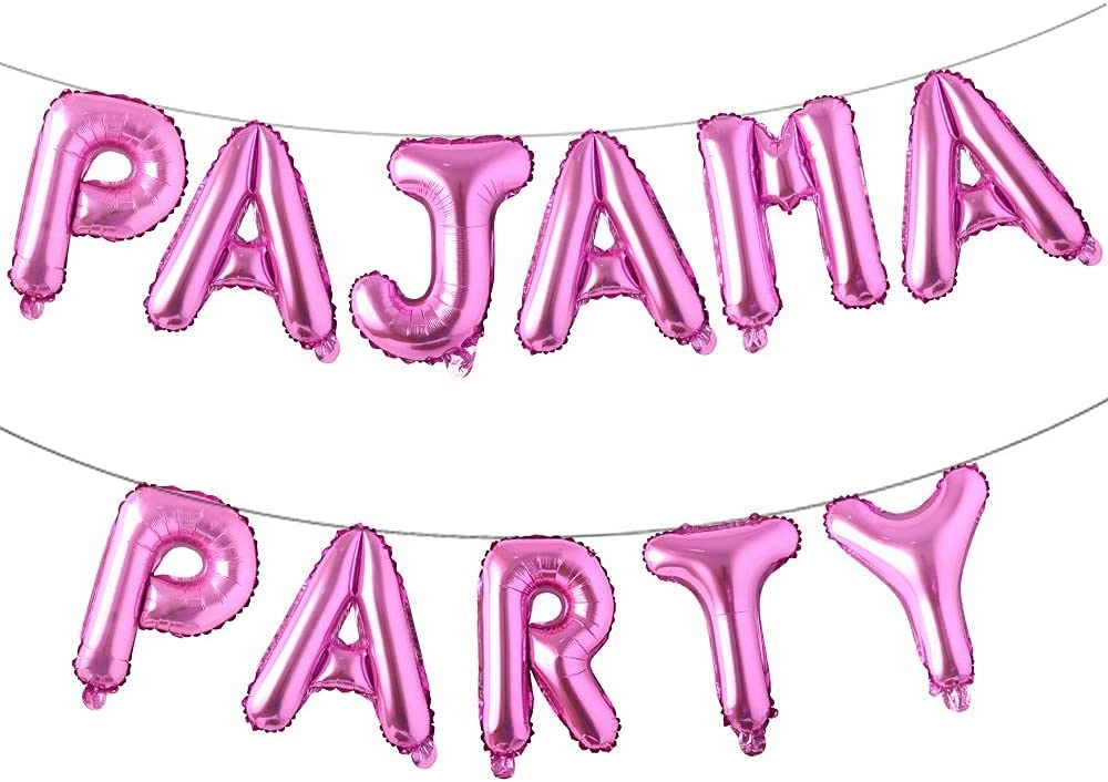 Pajama Party Letter Banner Foil Balloons - 11-Pieces Pajama Party