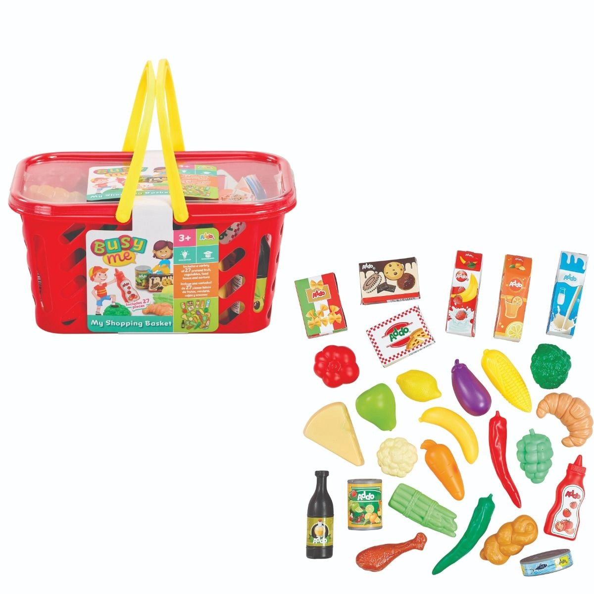 Busy Me Pretend Play My Shopping Basket - Complete Toy Shopping Set Realistic Play Food (527-315_13149_B)