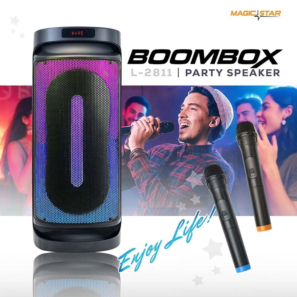 L-2811 Boombox Party Speaker - 2 UHF Wireless Microphones