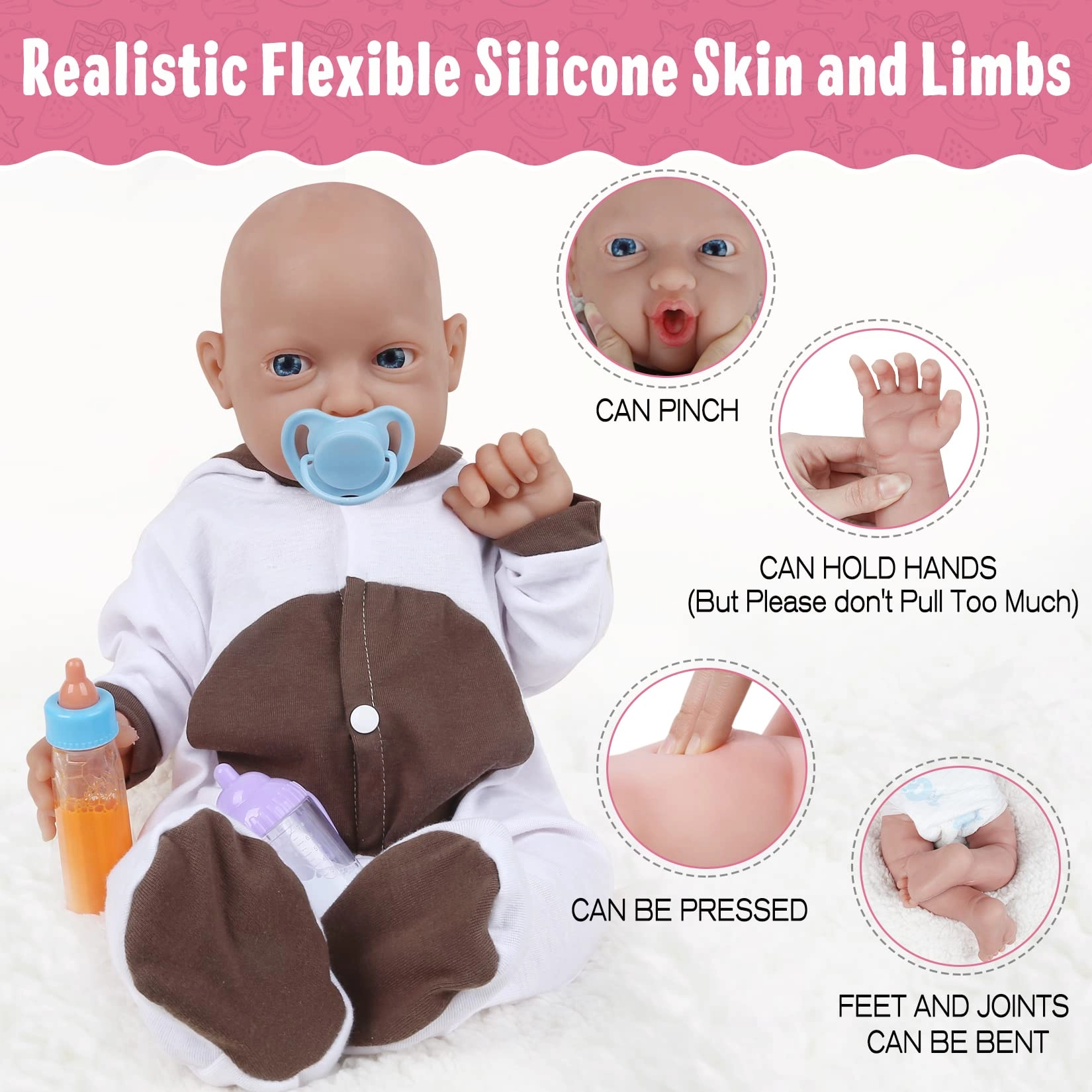Sleeping Baby Doll - 16 inch Silicone Girl Skin Color Ages 3+
