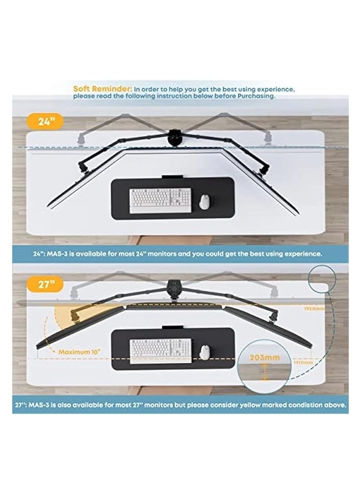 Triple Monitor Mount Stand - Triple 13-27 inch VESA 75 x 75/100 x 100