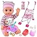 Baby Doll - 14Inch Soft Body + Stroller - Metal Foldable