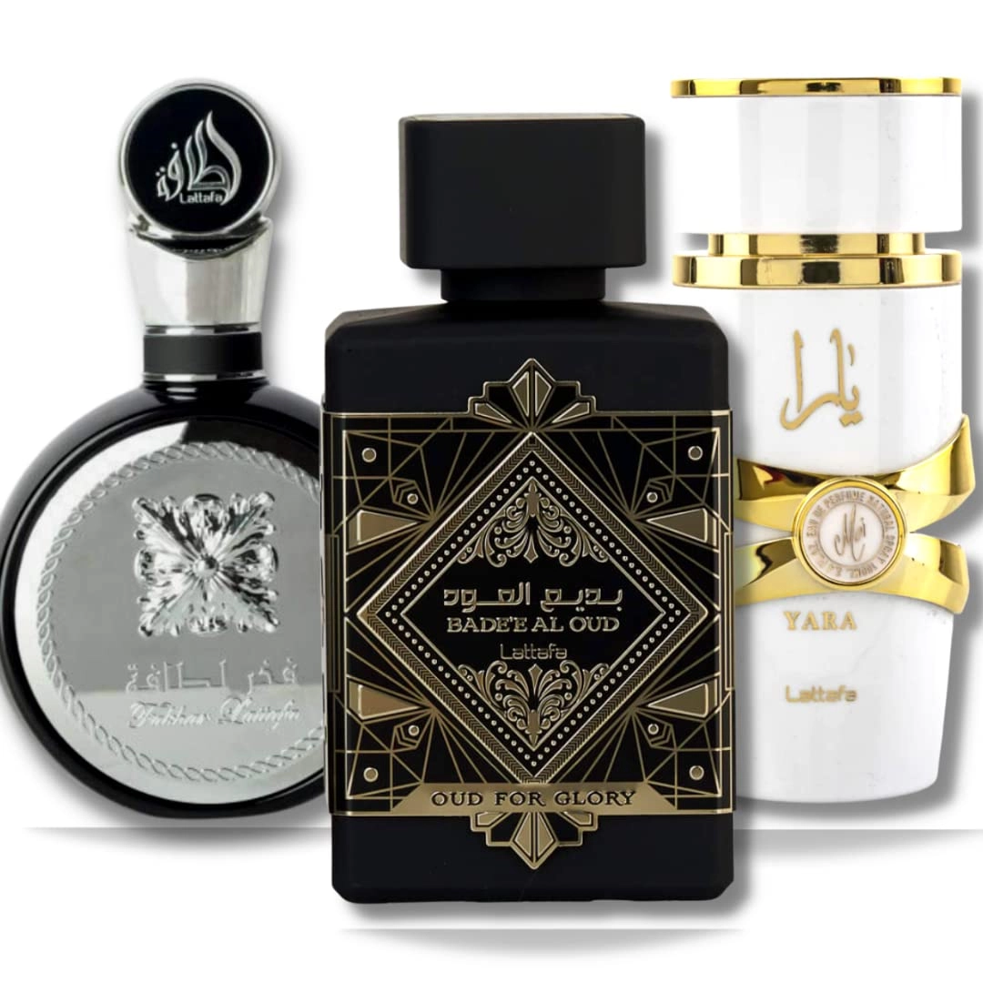 Lattafa Bade'e Al Oud Oud For Glory - 100 ml + Fakhar for Men + Yara Moi