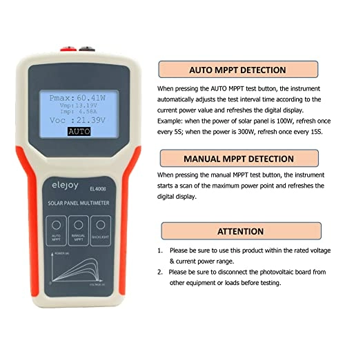 Portable Handheld Photovoltaic Panel Multimeter - LCD Backlight Open Circuit Voltage