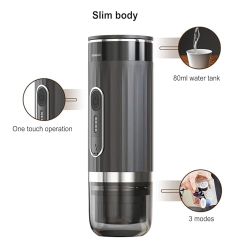 Compact Portable Coffee Machine - 120ml Ground Coffee & Capsules