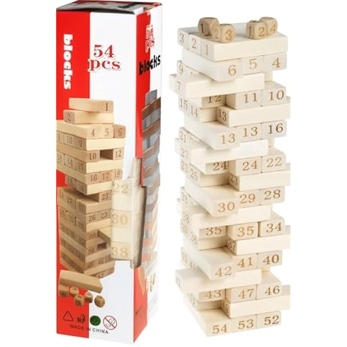 rayihni Hardwood Blocks Tower - 54 pcs