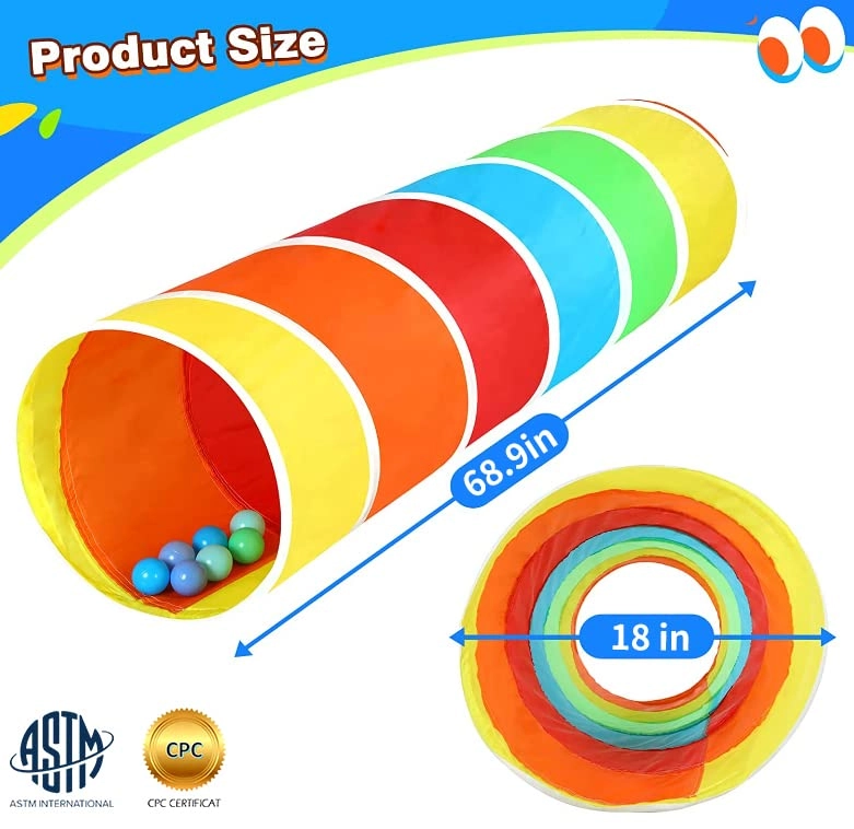Kids Play Tunnel - Colorful Pop Up Rainbow