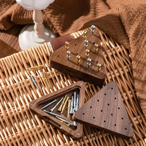 Tricky Triangle Peg Game - 2 Set 4.3 Inch Walnut