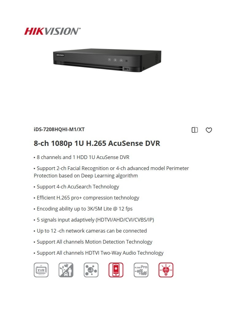 AcuSense DVR - 8 channels
