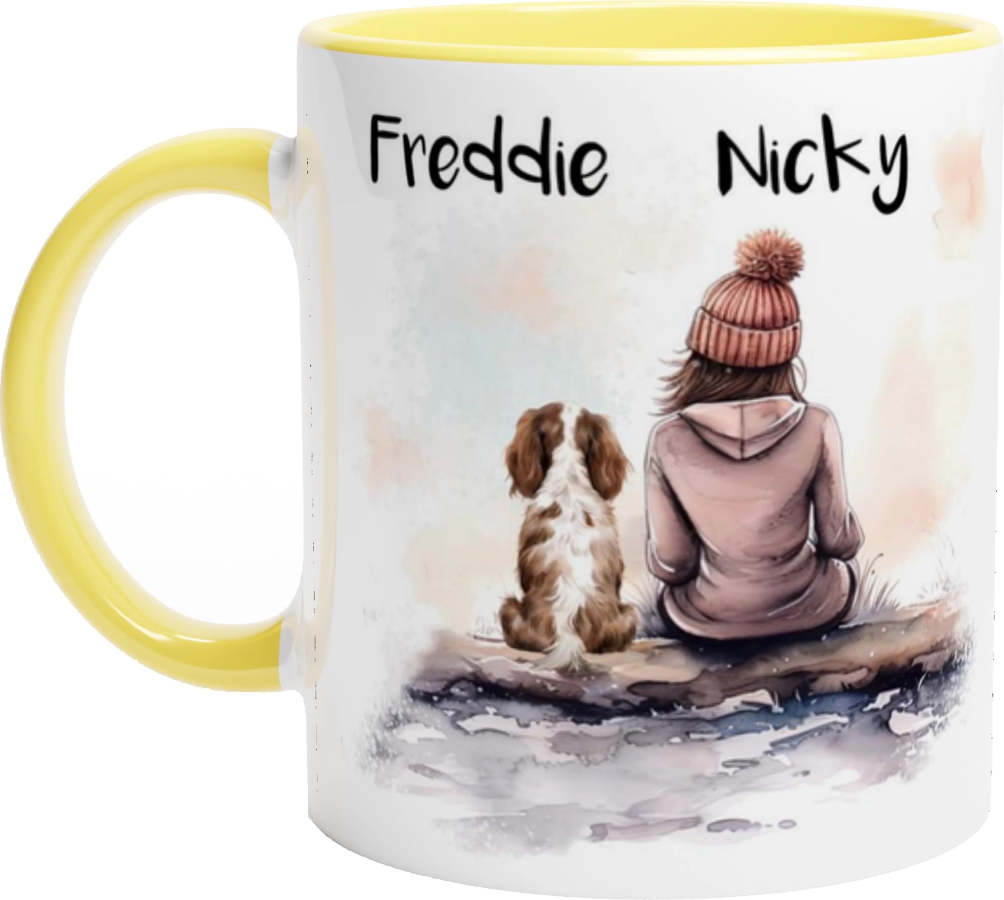 engravables Cozy Custom Printed Mug - 1 pcs - Winter Woman & Dog 4