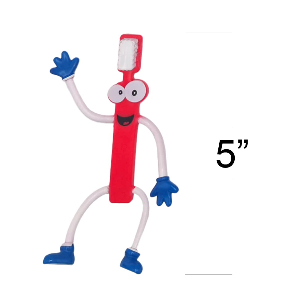 Bendable Toothbrush Figures - 12-Piece Pack Dental Toys