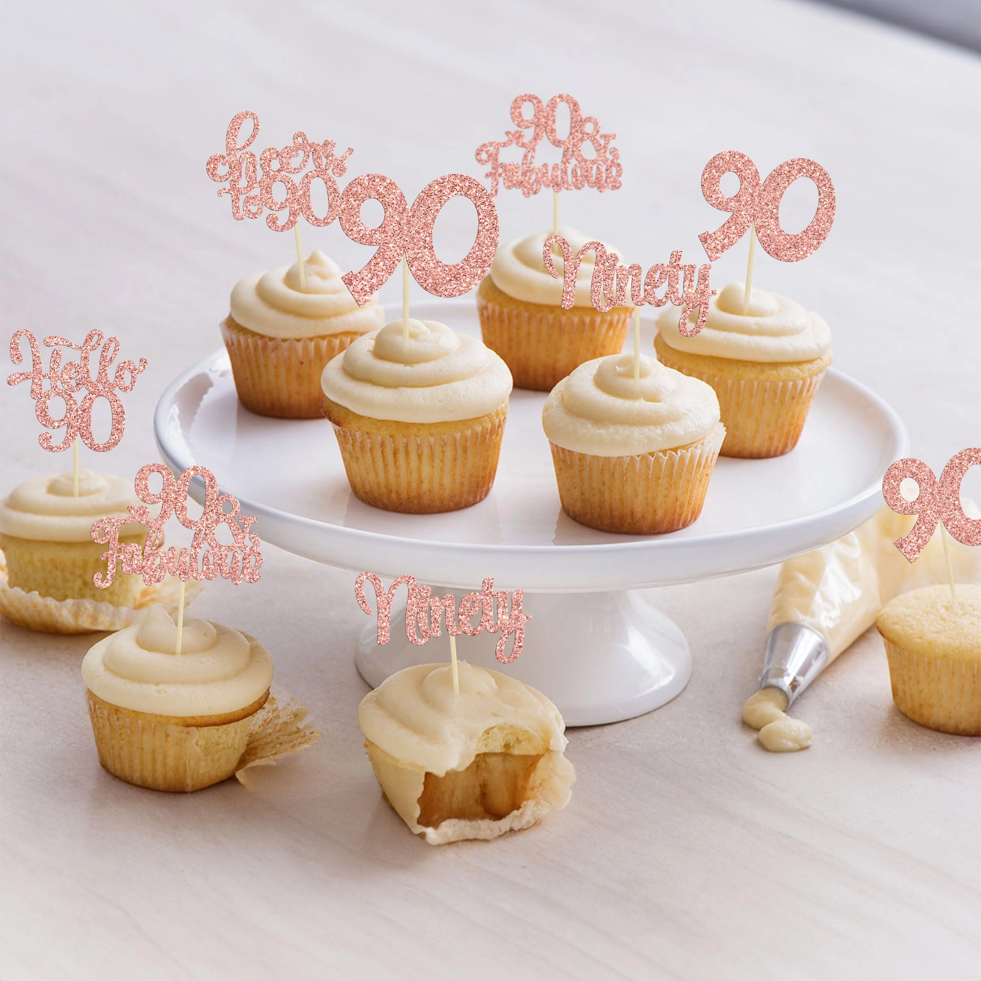 Happy 90th Birthday Cupcake Toppers - 30.0 count Birthday