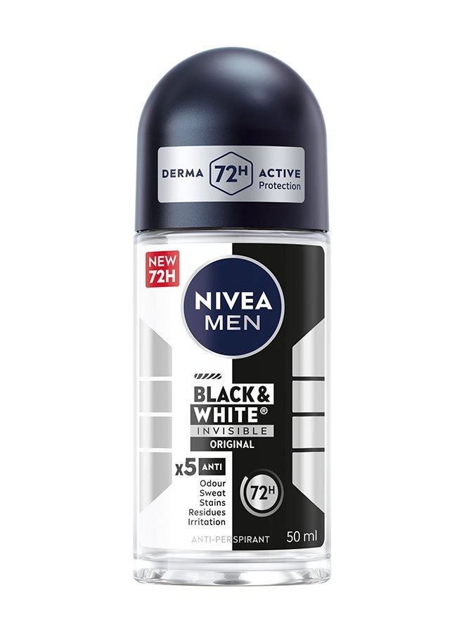 MEN Antiperspirant Roll-on - Black & White Invisible Protection Original 50ml
