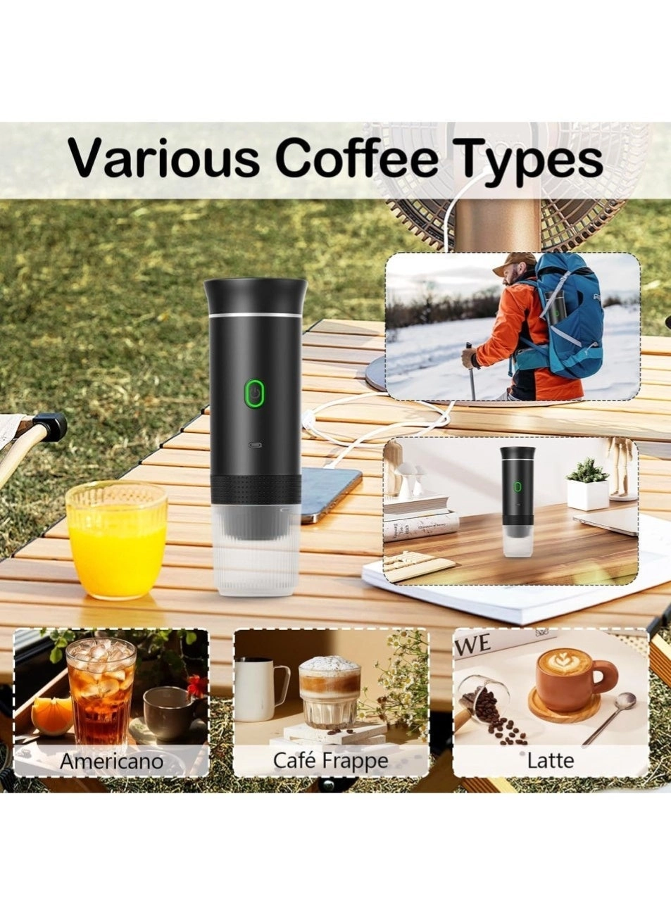 Portable Coffee Maker - 3-in-1 USB-C Charging