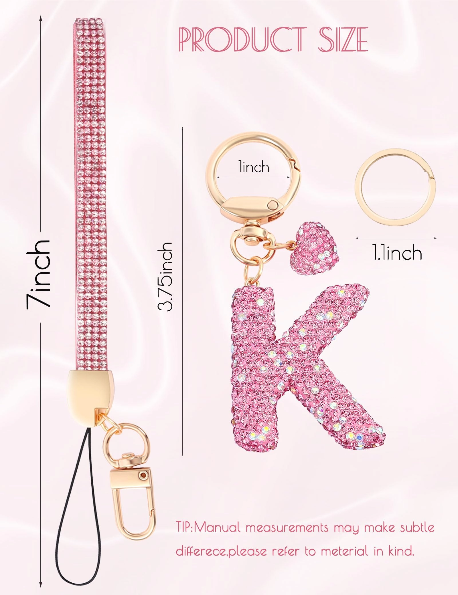 Initial Keychain - L Purple Rhinestone