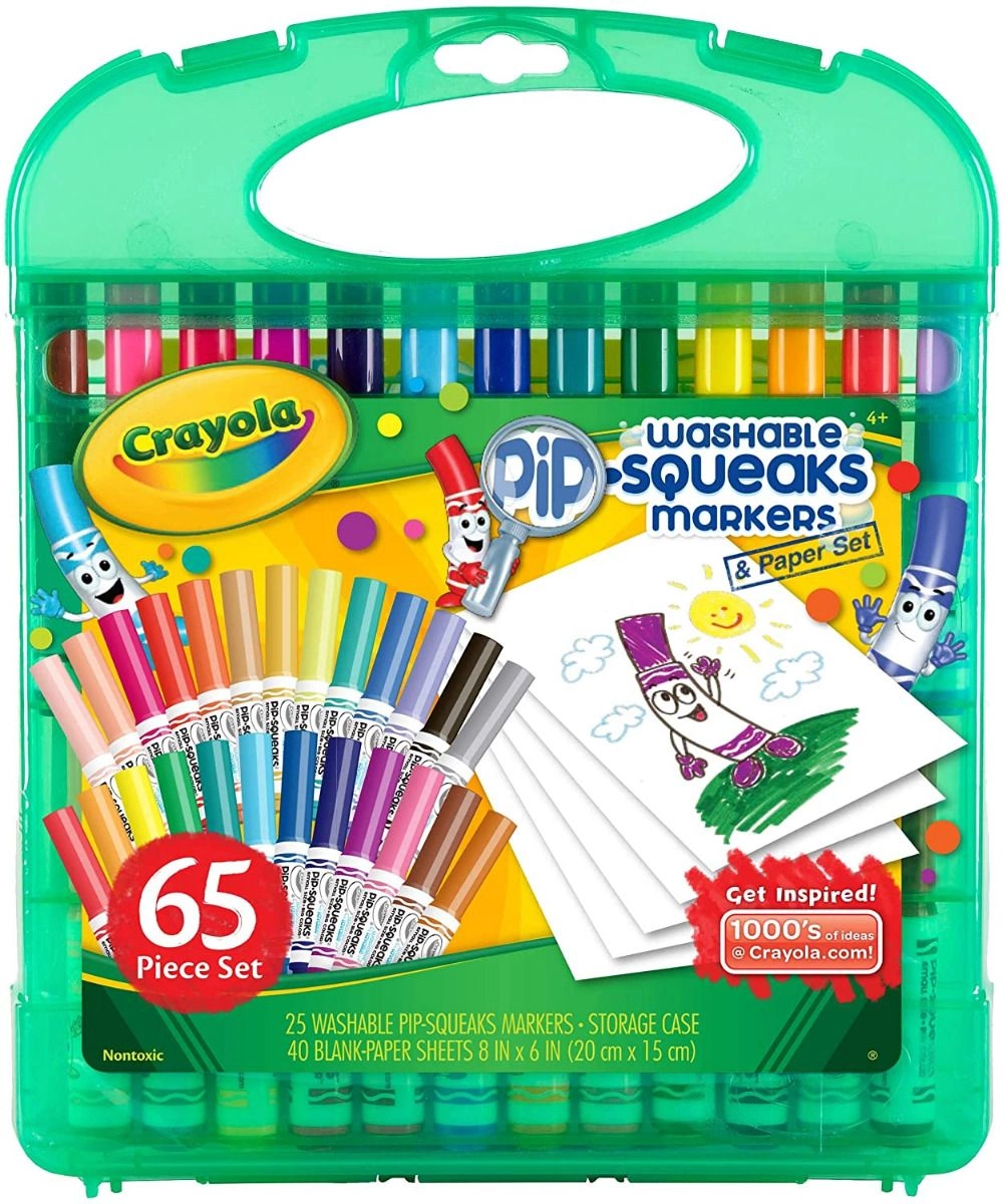 Washable Pip Squeaks Markers & Paper Set - 65 Pieces Multi Colour