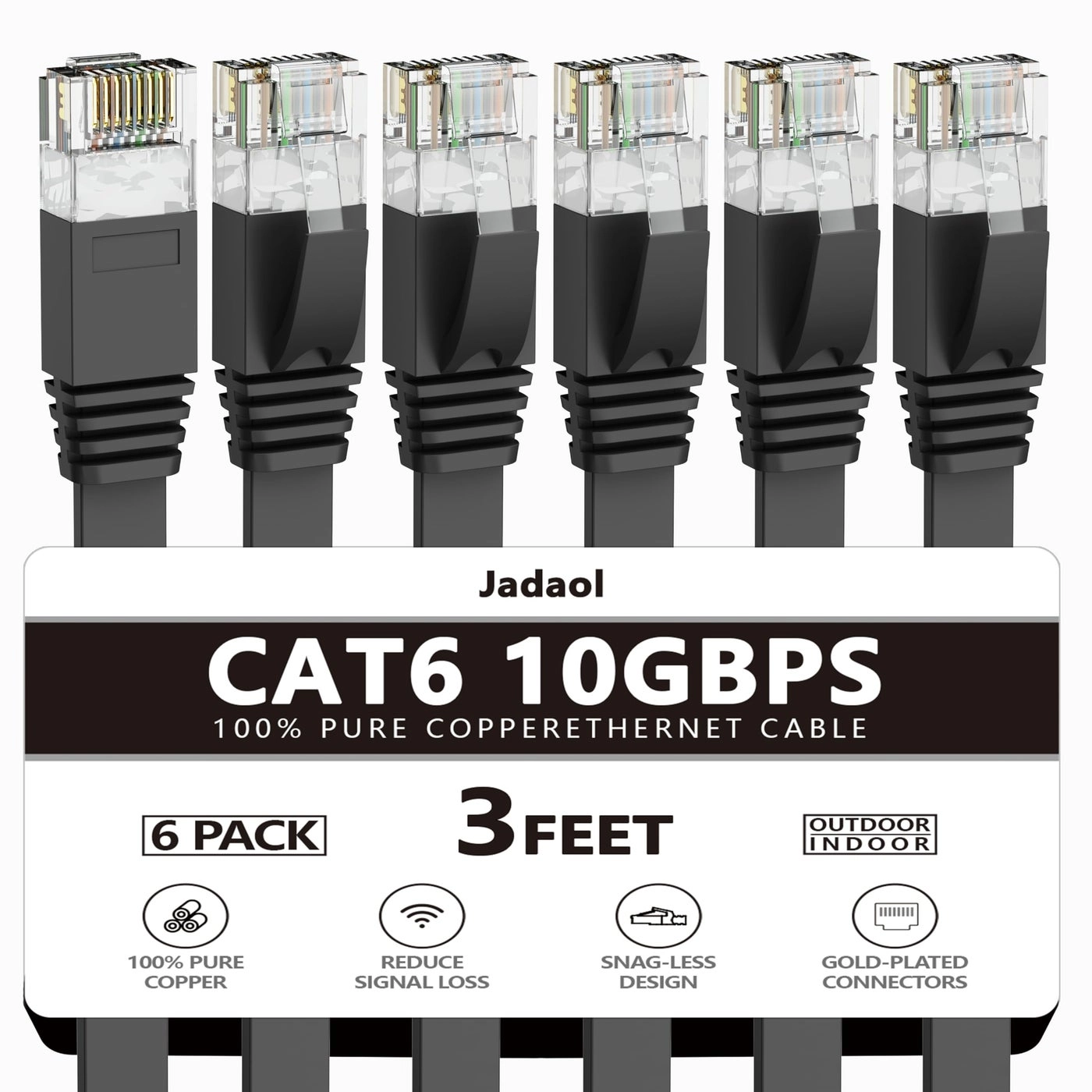 Jadaol Cat 6 Ethernet Cable - 3 ft Pack