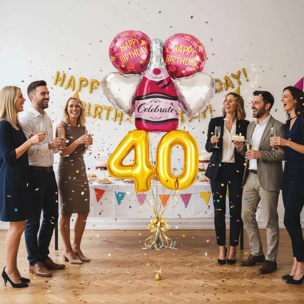 Number 40 Birthday Balloons Set - 6 Count Birthday
