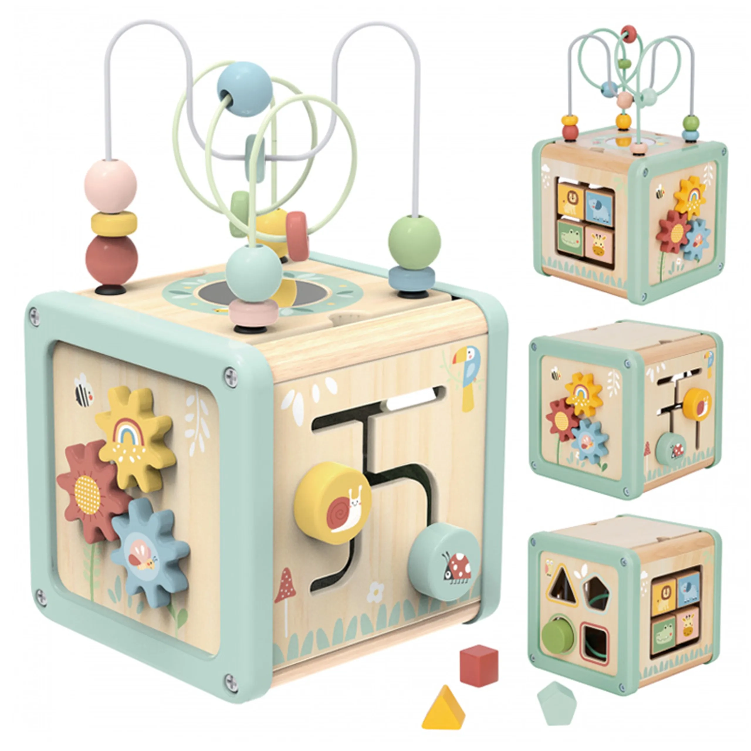 Wooden Activity Play Cube - 18 months+ 6 pieces