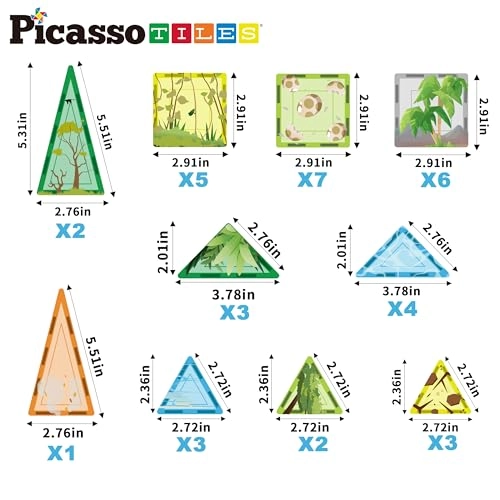 Magnet Tiles - Safari Animals Dinosaur 52pcs