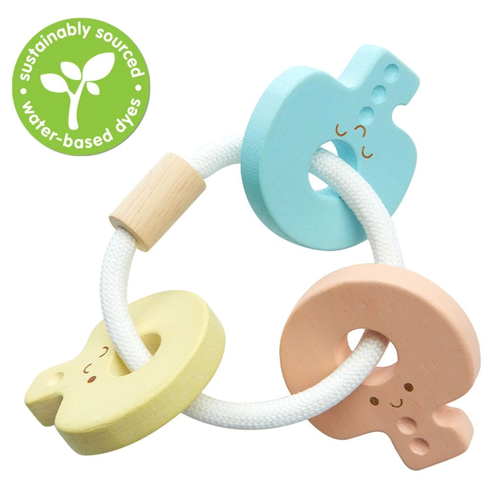 Key Rattle - 3 Months Wooden Pastel Color Collection