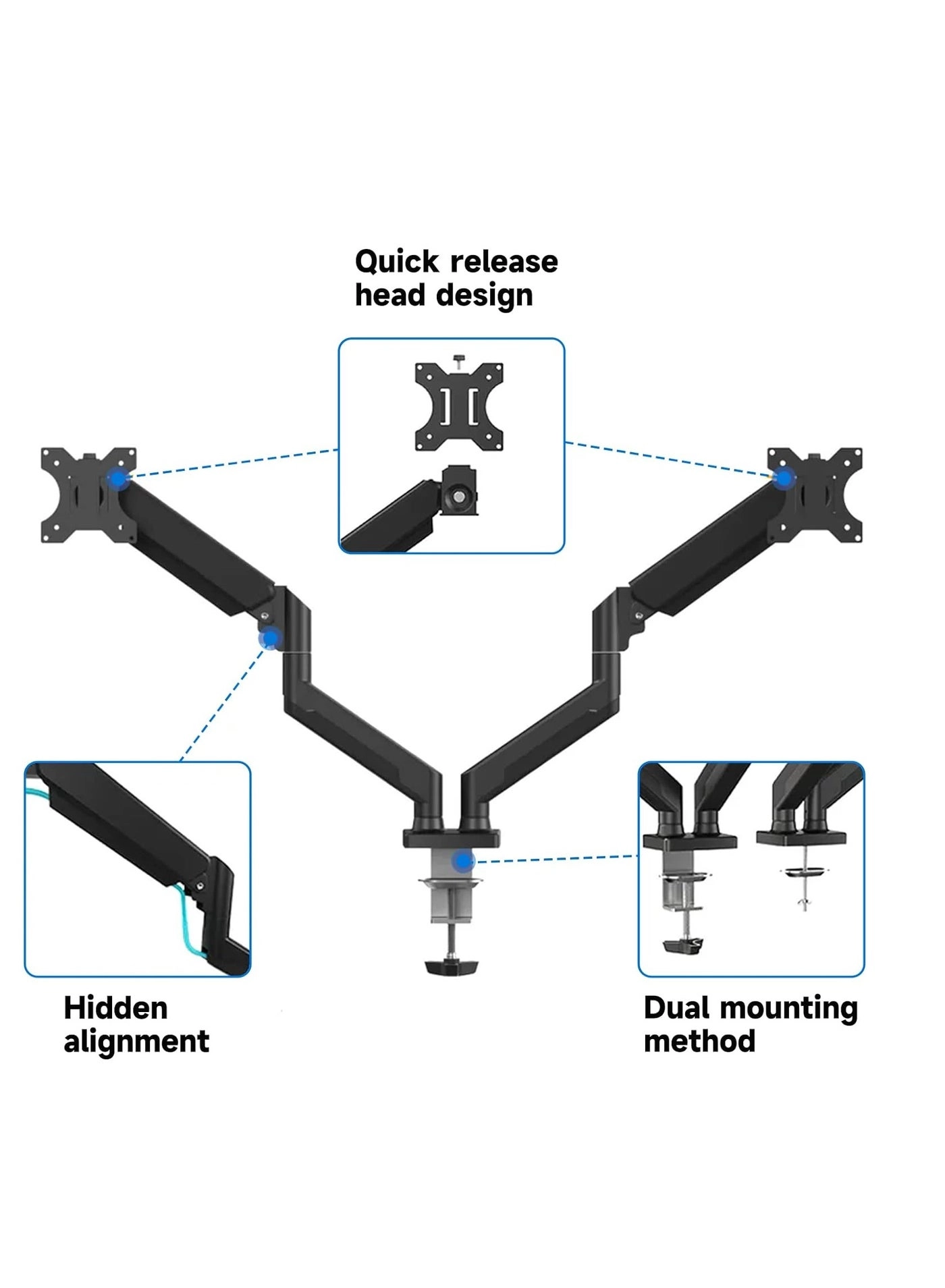Dual Monitor Stand - 32 Inches 75x75/100x100mm