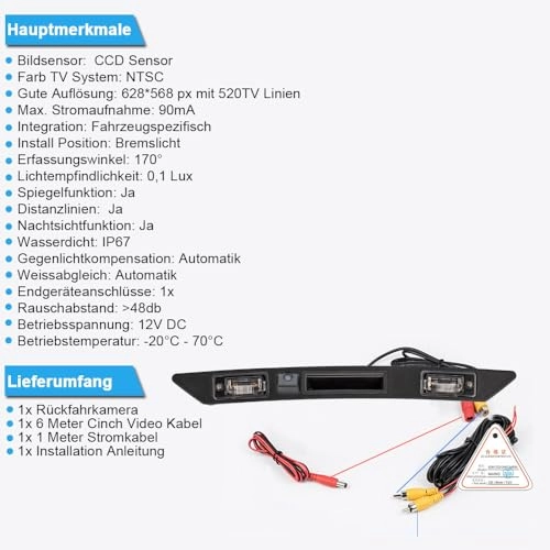 Rear View Camera - Night vision 1280 x 720 pixels
