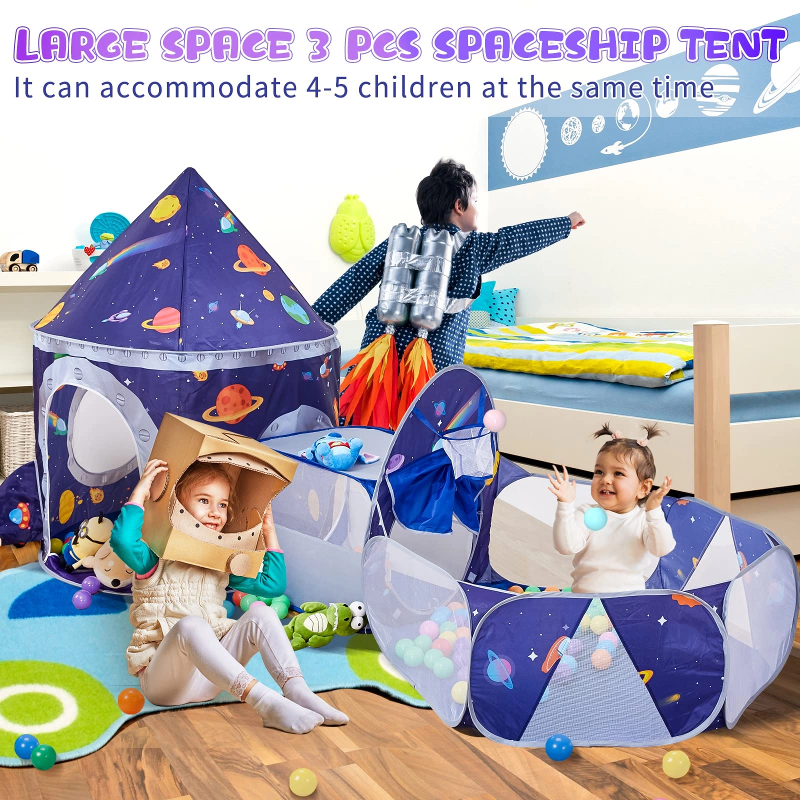 Space Ship Play Tent + Crawl Tunnel + Ball Pit