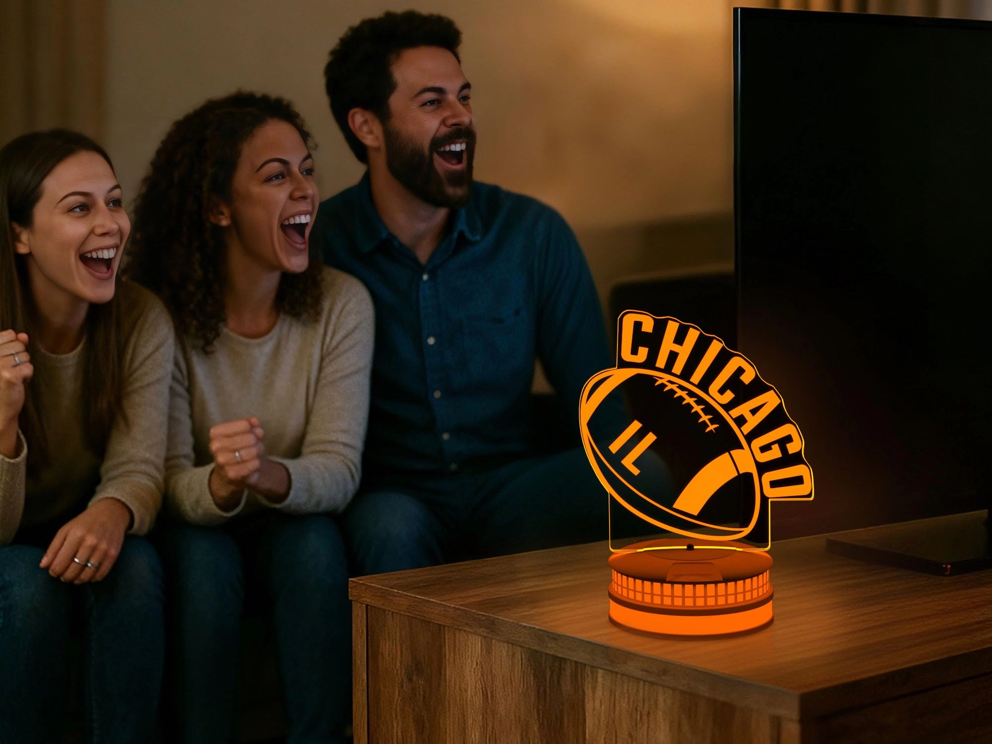 3D Football Chicago Night Light - USB Multicoloured