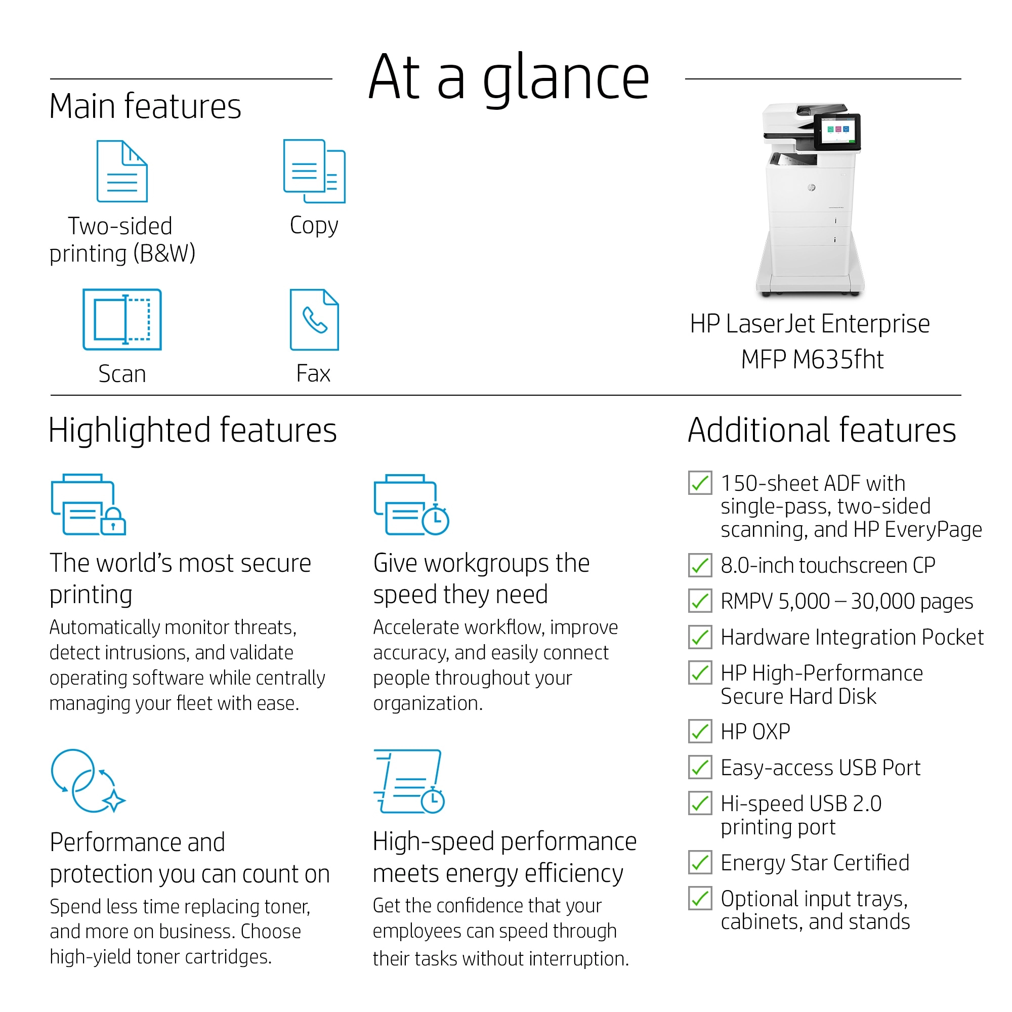LaserJet Enterprise MFP M635h - White/Black