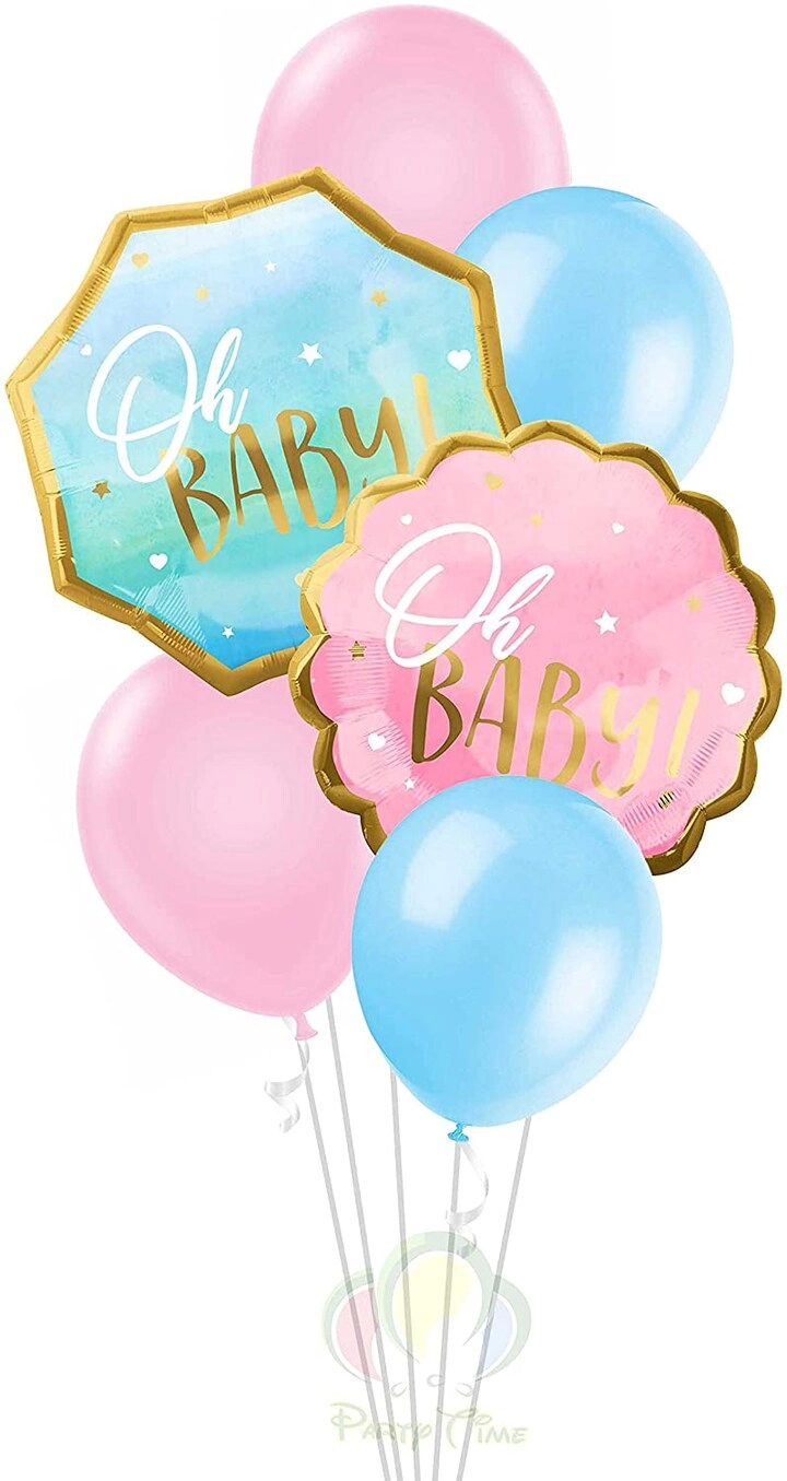 Oh Baby Foil Balloon - 7-Pieces Baby Shower