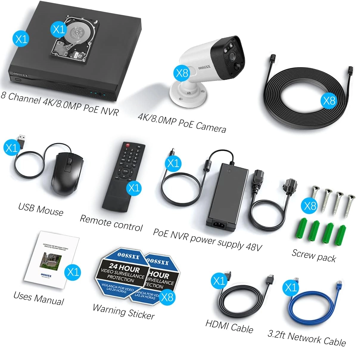 OSX-POE4K8ch4TB - 8-Cams 8 channels 4K