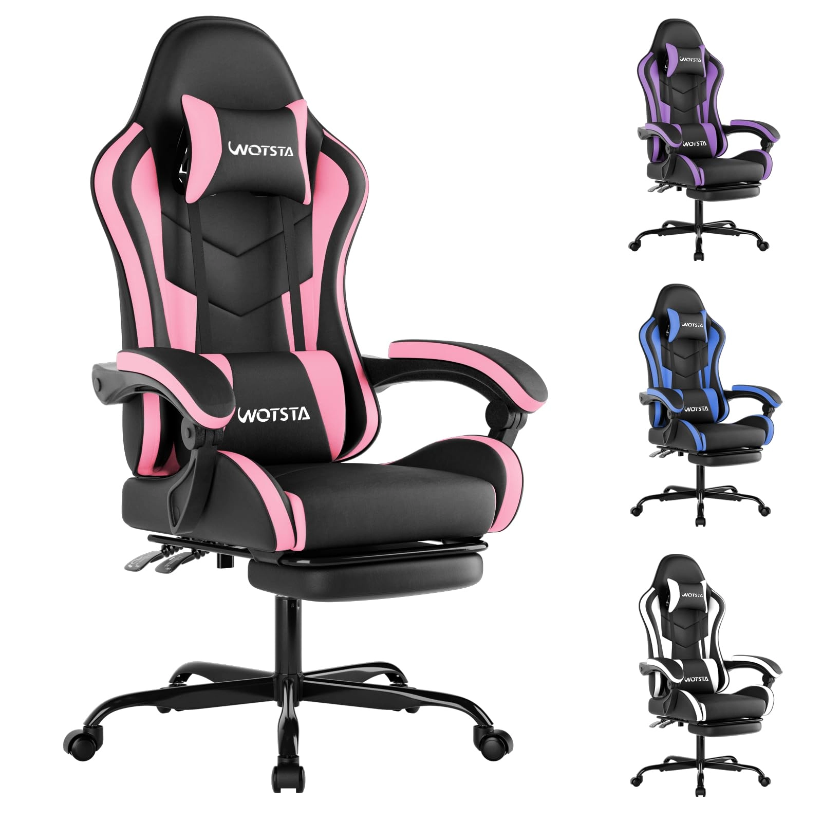 Gaming Chair - Footrest Ergonomic Black Blue