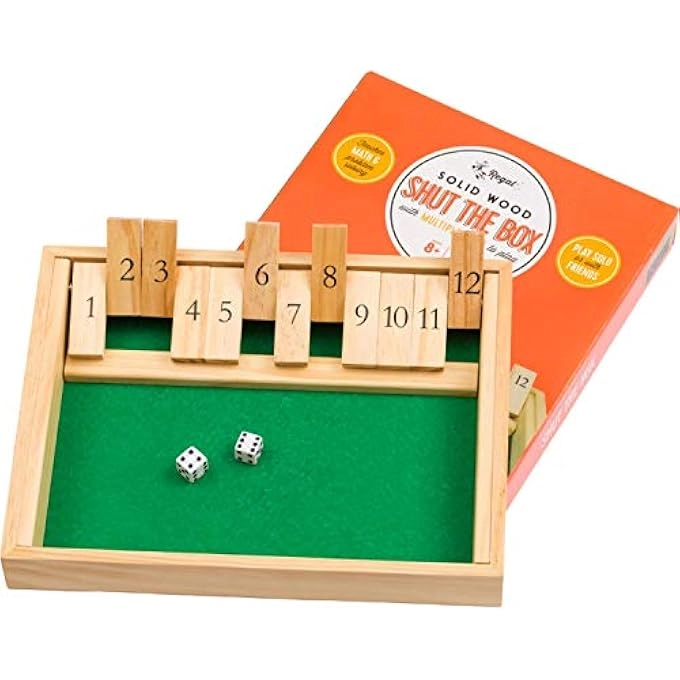 Regal Games Shut The Box - 12 Spot Green Wood