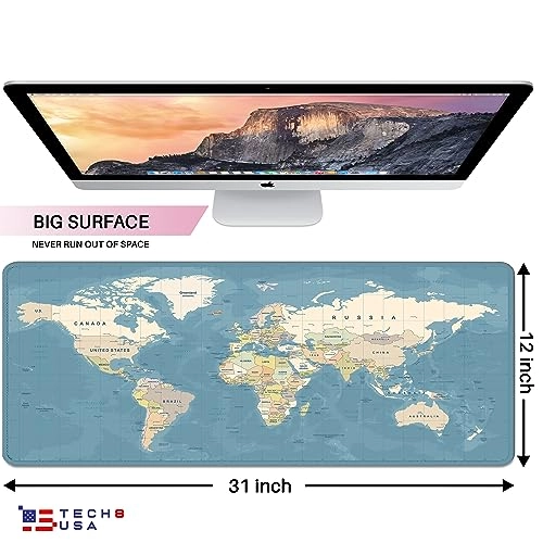 World Map XL Mouse Pad Black - 78.74x30.48 cm
