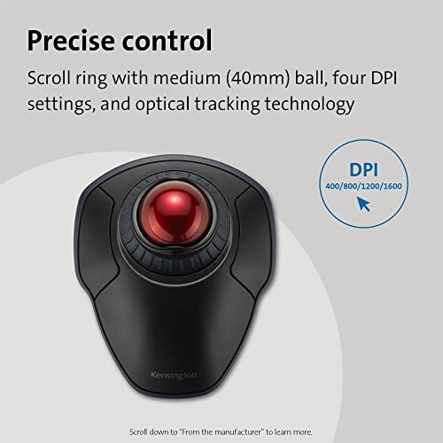 Orbit Wireless Trackball with Scroll Ring - wireless Bluetooth 400 800 1,200 1,600