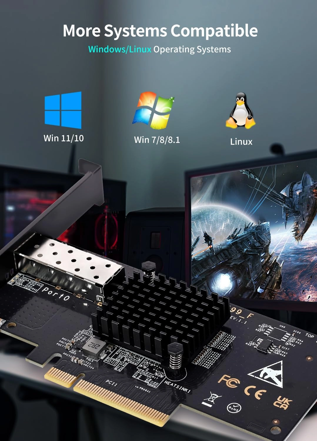 10Gb Dual LAN SFP+ PCI-e Network Card - PCIe Ethernet