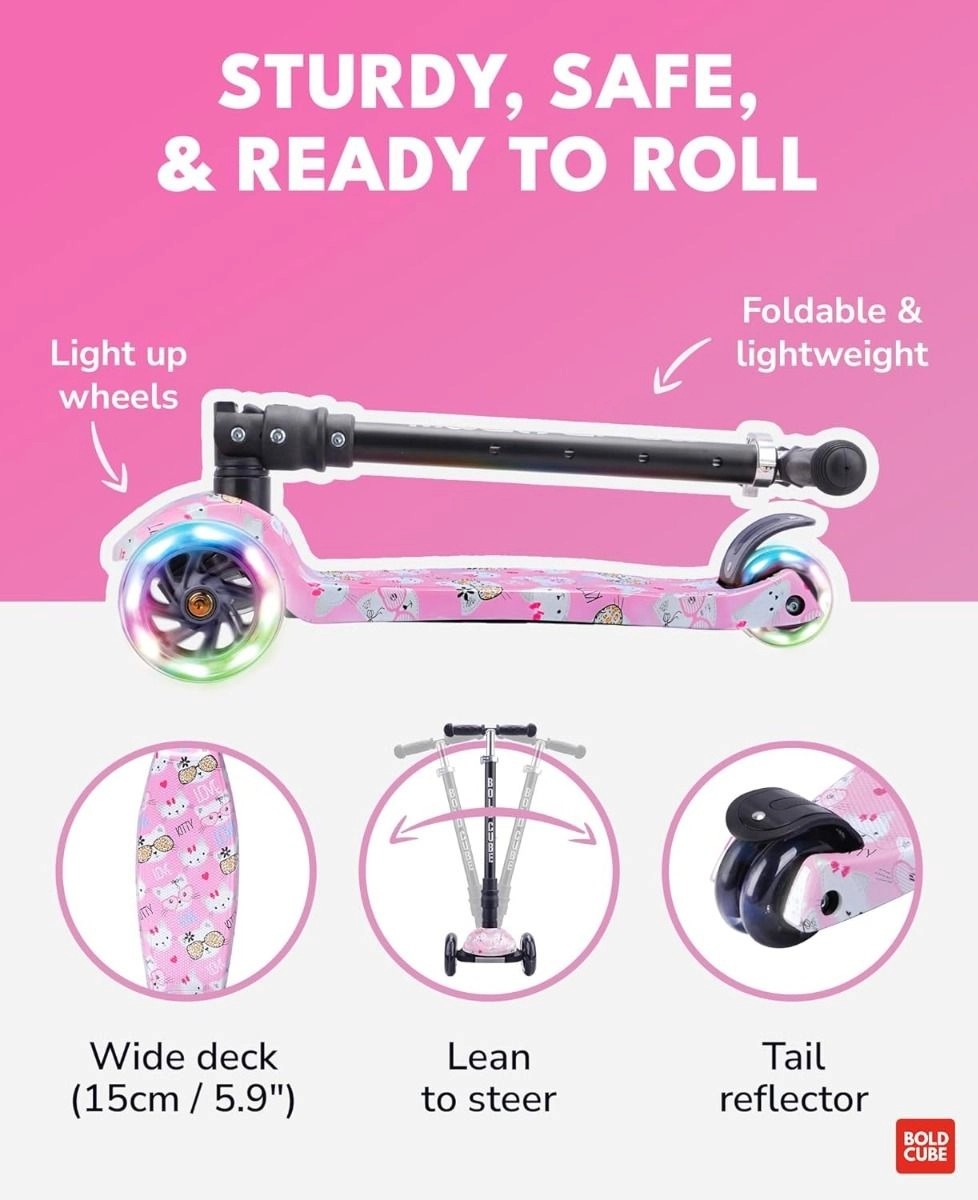 Teeny 3-Wheel Kick Scooter – LED Foldable