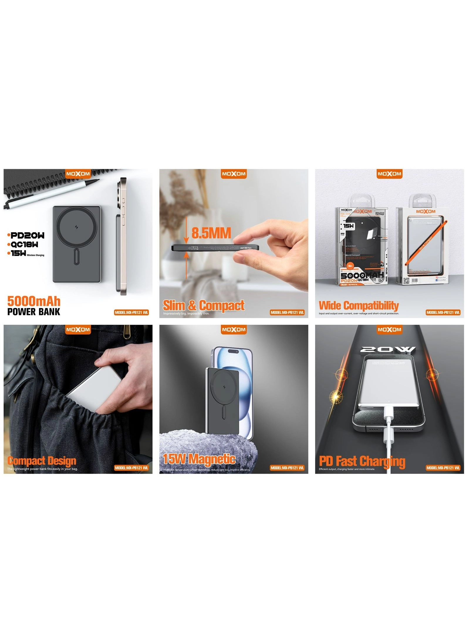 MX-PB121 - 5000mAh PD20W QC18W 15W