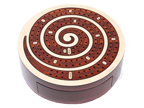 Spiral Shape 2 Track Non-Continuous Cribbage Board - 60 Points Push Drawer Storage