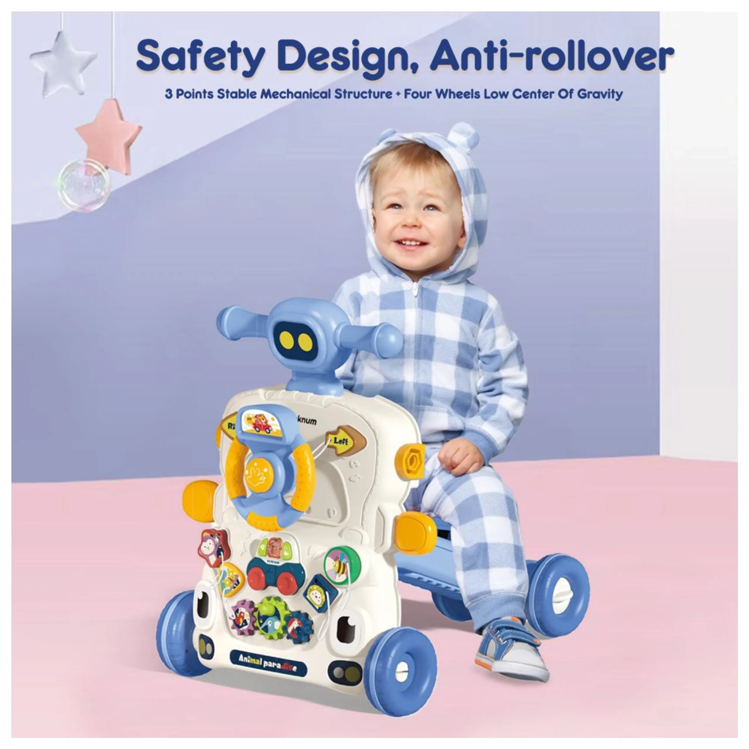 5-IN-1 Baby Walker - Musical Keyboard Blue