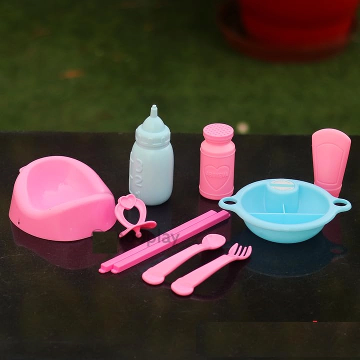 Interactive Baby Doll - 3 in 1 Multicolor + High Chair Cot + Stroller Character Playset