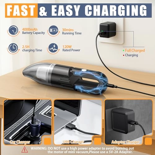 Handheld Car Vacuum - 4000mAh