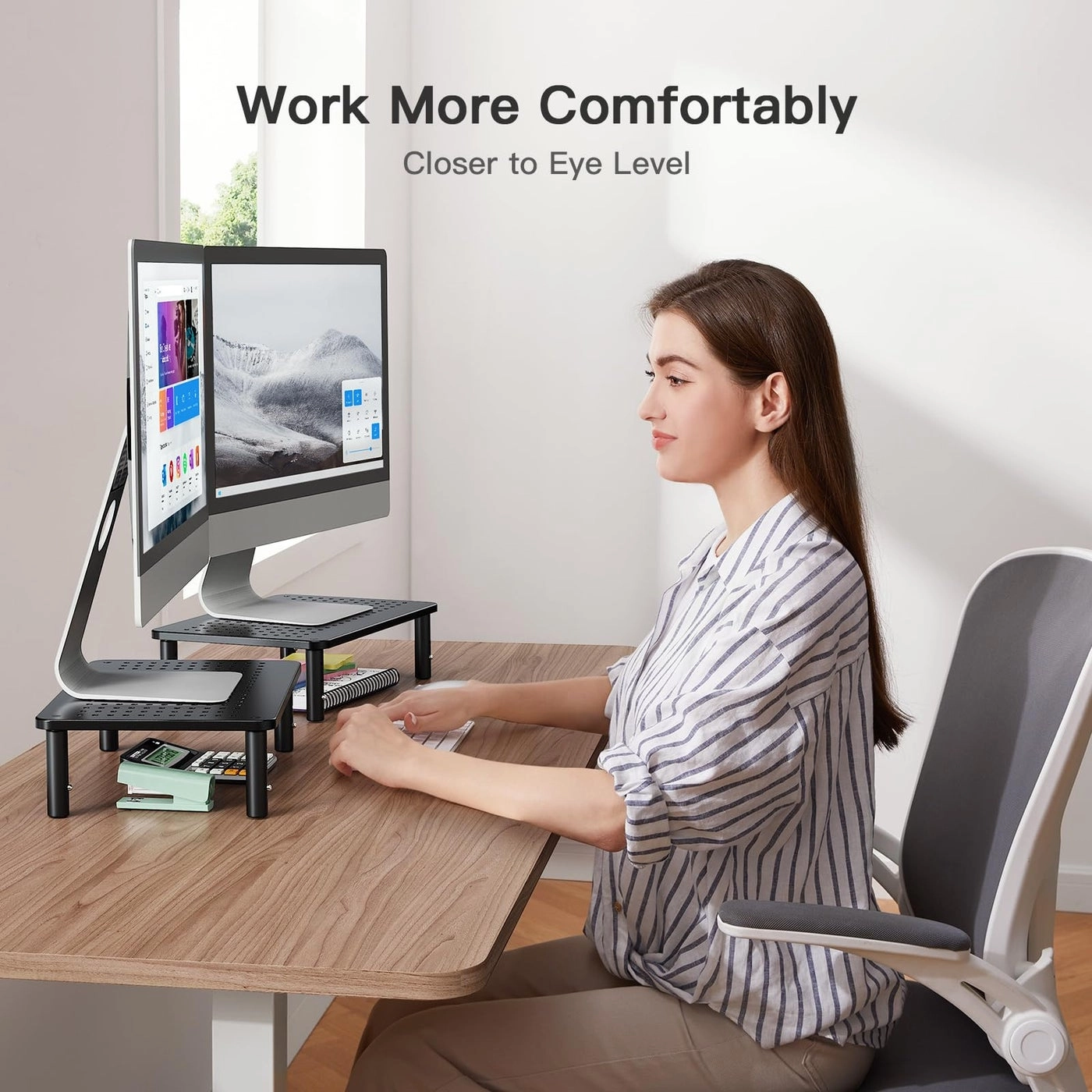 Monitor Stand - Height Adjustable 2 Monitors Pack