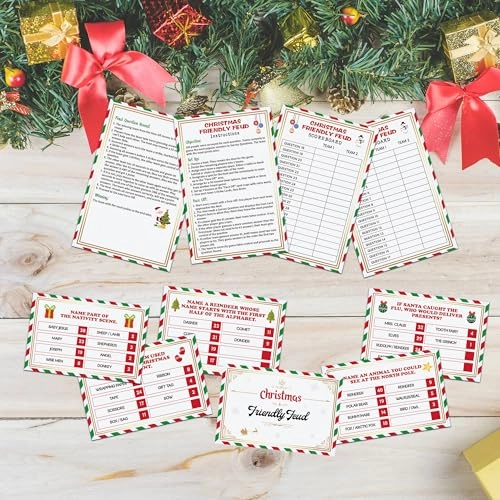 Friendly Feud Game - Christmas 18 quiz host cards