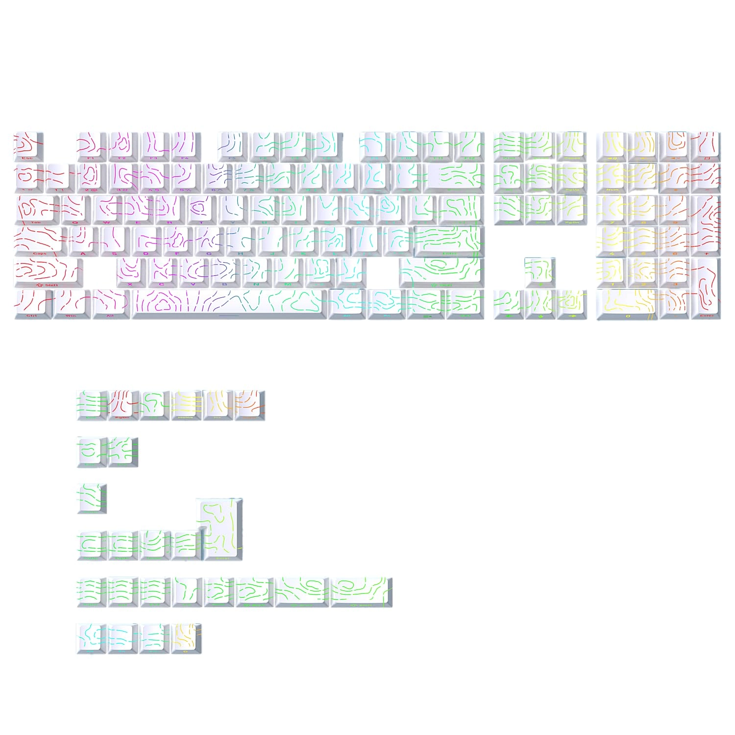 Glacier Contour Lines Keycaps - 60% 65% 75% 80% 96% 100%